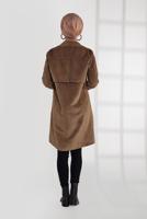 Tesettür giyim TABA KUŞGÖZÜ DÜĞMELİ FİTİLLİ KADİFE TRENÇKOT 4004 