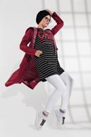 Tesettür giyim BORDO BELDEN BAĞCIKLI KAPÜŞONLU FERMUARLI TRENÇKOT 4205