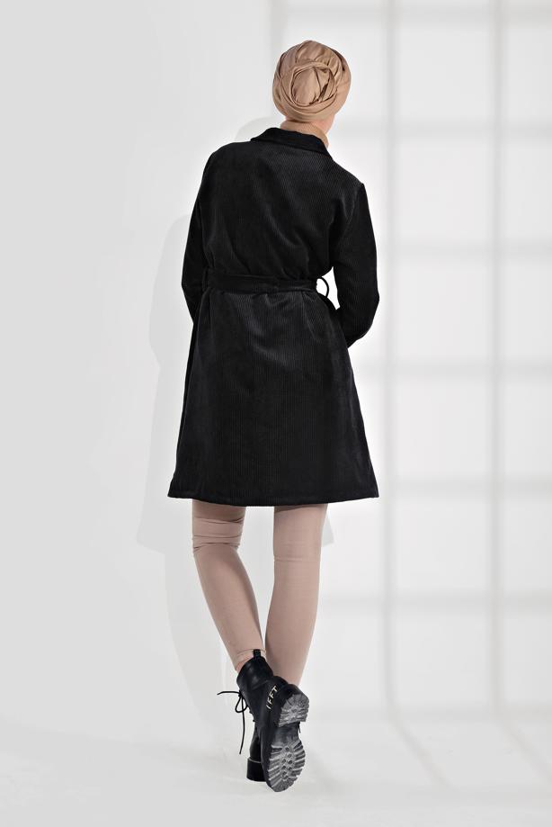 Hijab clothing  BELTED CORDUROY TRENCH-COAT 7241  - TRENDTESETTÜR
