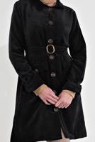 Vêtements hijab NOIR IMPERMÉABLE EN VELOURS CÔTELÉ AVEC CEINTURE 7241