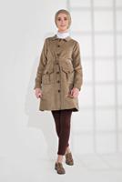 Hijab clothing BROWN BELTED CORDUROY TRENCH-COAT 7241 