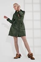 Hijab clothing KHAKI BELTED CORDUROY TRENCH-COAT 7241 