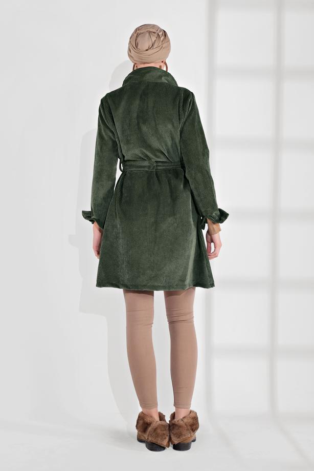 Hijab clothing  BELTED CORDUROY TRENCH-COAT 7241  - TRENDTESETTÜR
