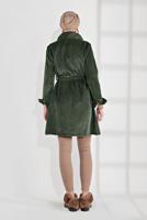 Vêtements hijab KAKI IMPERMÉABLE EN VELOURS CÔTELÉ AVEC CEINTURE 7241