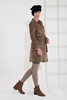 Hijab clothing BROWN BELTED CORDUROY TRENCH-COAT 7241 