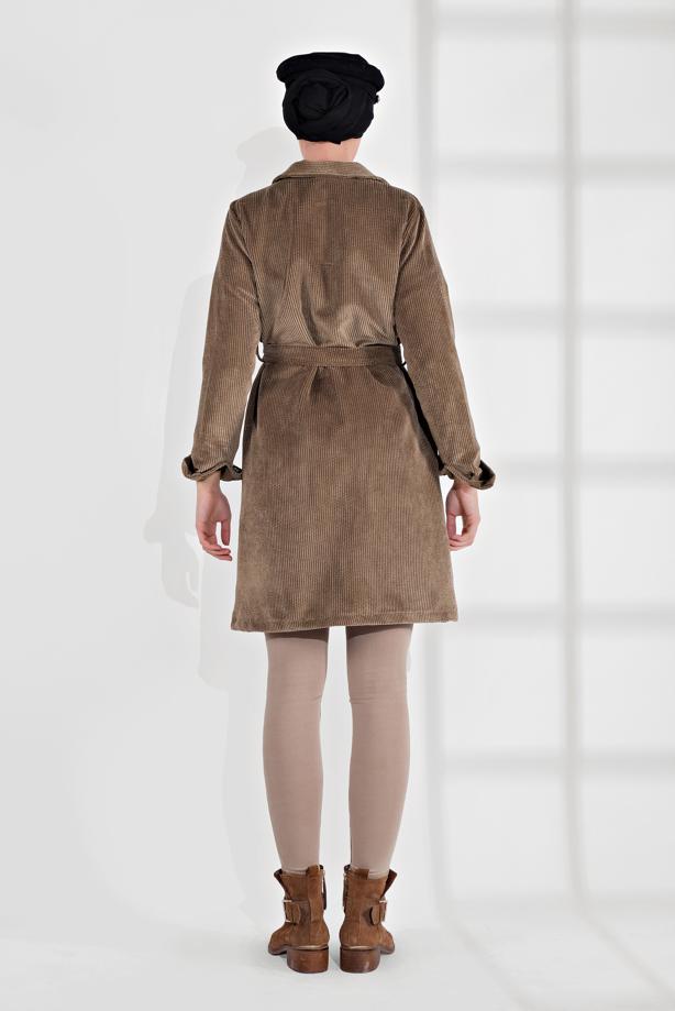 Hijab clothing  BELTED CORDUROY TRENCH-COAT 7241  - TRENDTESETTÜR