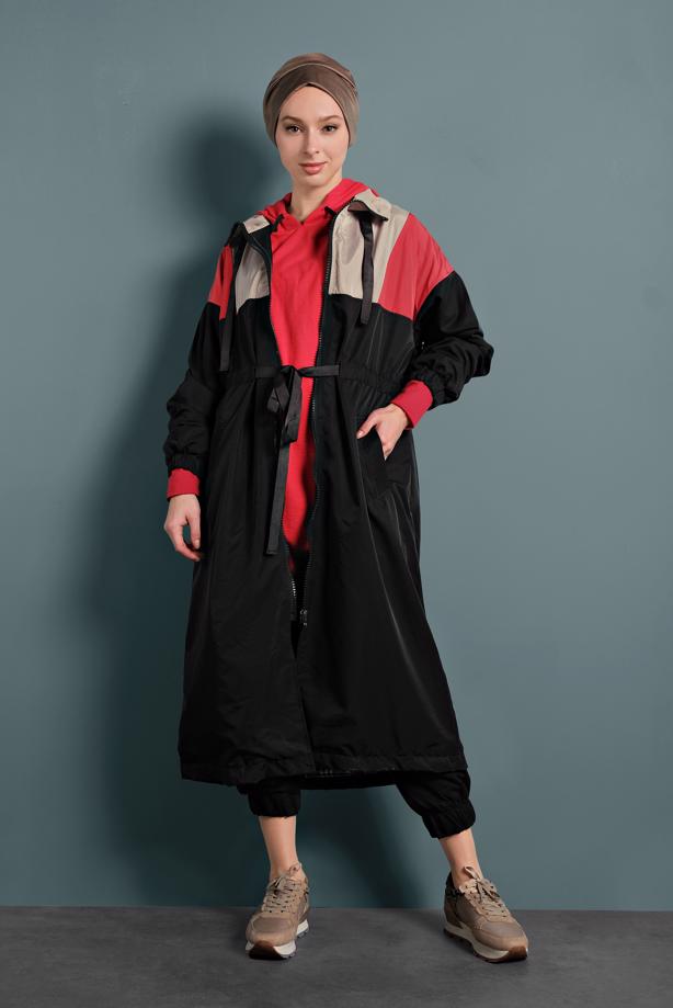 Vêtements hijab  SMOCKED-WAIST TRENCH-COAT 9520 - TRENDTESETTÜR