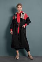 Vêtements hijab NOIR TRENCH-COAT TAILLE À SMOCKS 9520