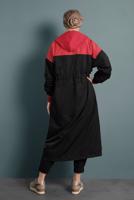 Vêtements hijab NOIR TRENCH-COAT TAILLE À SMOCKS 9520