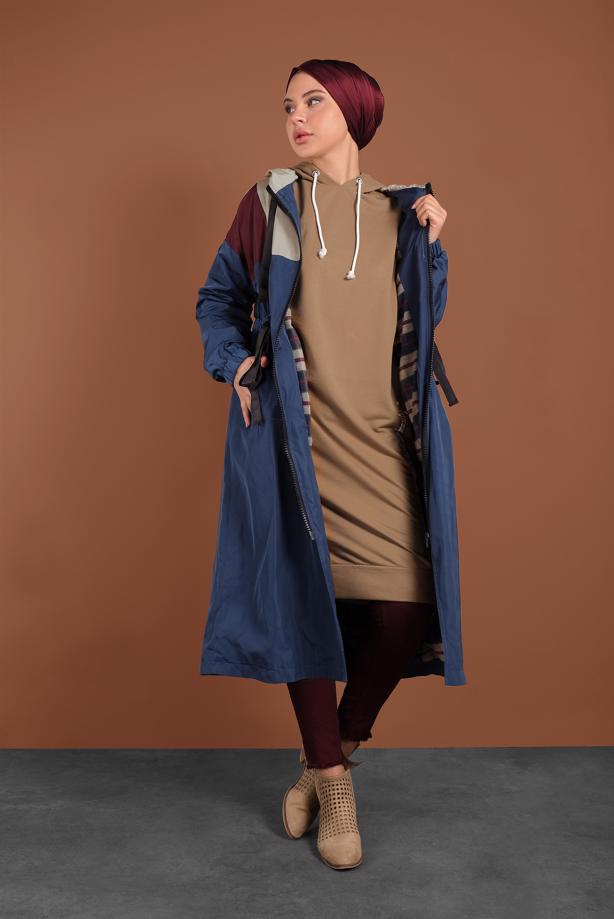 Vêtements hijab  SMOCKED-WAIST TRENCH-COAT 9520 - TRENDTESETTÜR