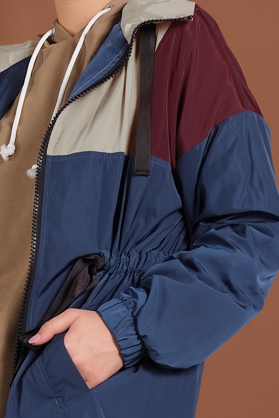 Vêtements hijab BLEU MARINE TRENCH-COAT TAILLE À SMOCKS 9520