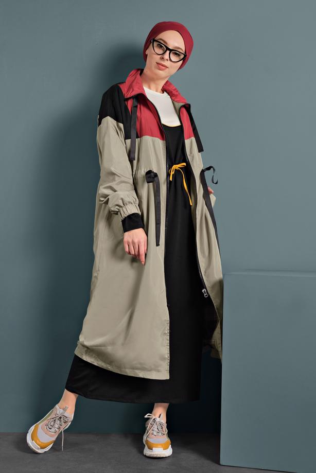 Vêtements hijab  SMOCKED-WAIST TRENCH-COAT 9520 - TRENDTESETTÜR