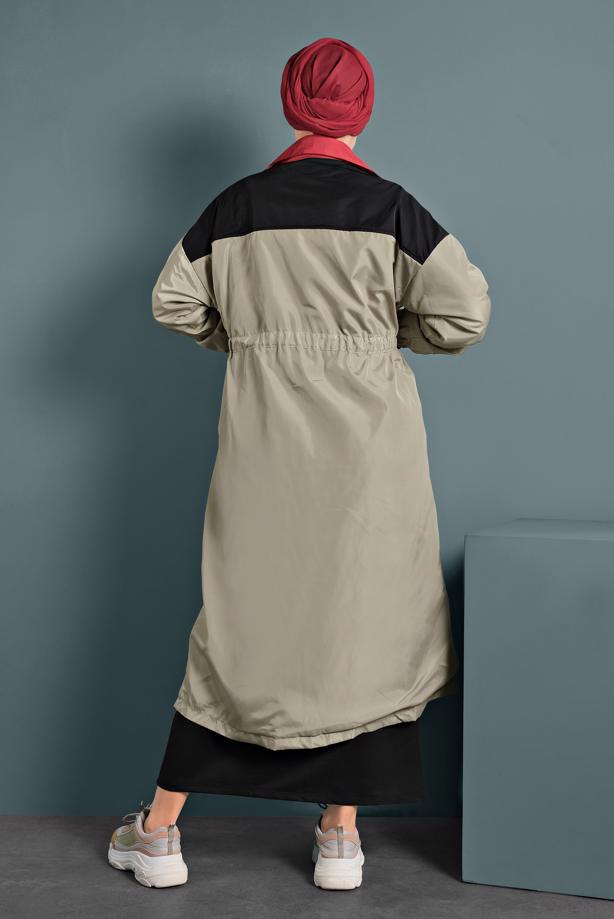 Vêtements hijab  SMOCKED-WAIST TRENCH-COAT 9520 - TRENDTESETTÜR