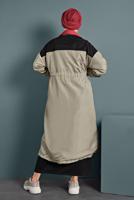 Vêtements hijab BEIGE TRENCH-COAT TAILLE À SMOCKS 9520