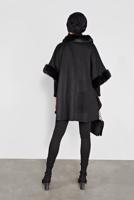 Tesettür giyim SİYAH KÜRK DETAYLI PANÇO 6330-1