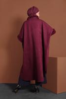 Tesettür giyim BORDO LİKRALI SÜET PANÇO 6330