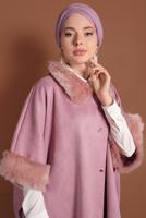 Tesettür giyim PUDRA LİKRALI SÜET PANÇO 6330