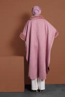 Tesettür giyim PUDRA LİKRALI SÜET PANÇO 6330