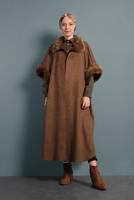 Tesettür giyim TABA LİKRALI SÜET PANÇO 6330