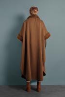 Tesettür giyim TABA LİKRALI SÜET PANÇO 6330