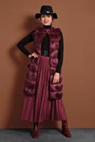 Tesettür giyim BORDO PAMUKLU KÜRKLÜ YELEK 5330