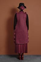 Tesettür giyim BORDO PAMUKLU KÜRKLÜ YELEK 5330