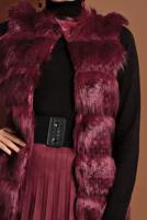 Tesettür giyim BORDO PAMUKLU KÜRKLÜ YELEK 5330