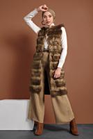 Tesettür giyim TABA PAMUKLU KÜRKLÜ YELEK 5330