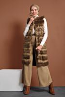 Tesettür giyim TABA PAMUKLU KÜRKLÜ YELEK 5330