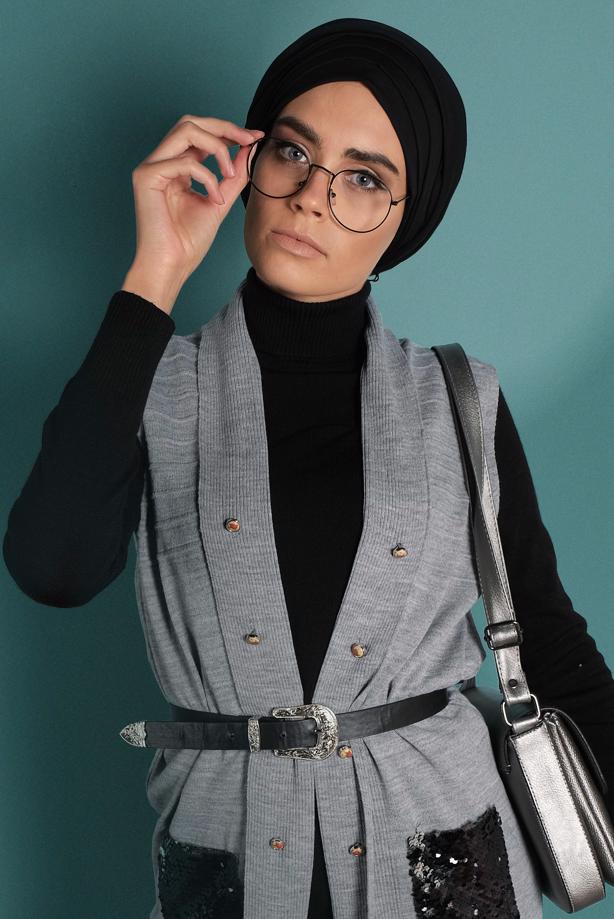 Vêtements hijab  SEQUINED KNIT VEST 06391  - TRENDTESETTÜR