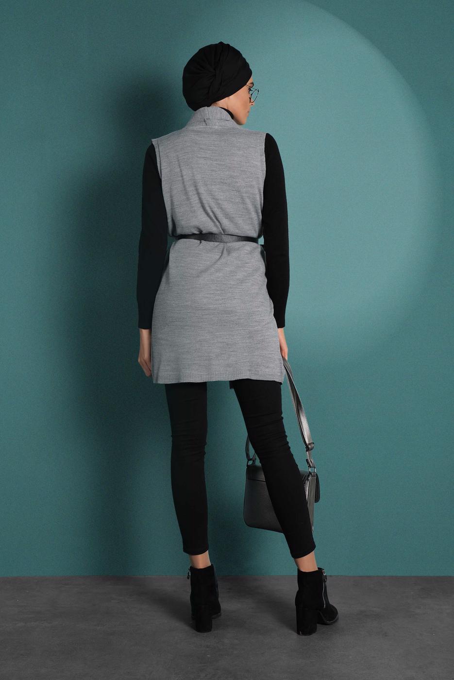 Vêtements hijab GRIS GILET À SEQUINS 06391