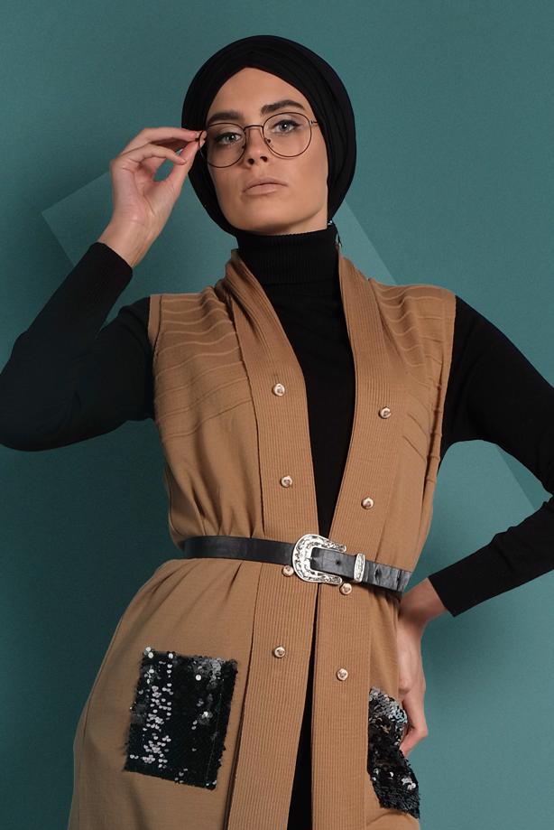Vêtements hijab  SEQUINED KNIT VEST 06391  - TRENDTESETTÜR