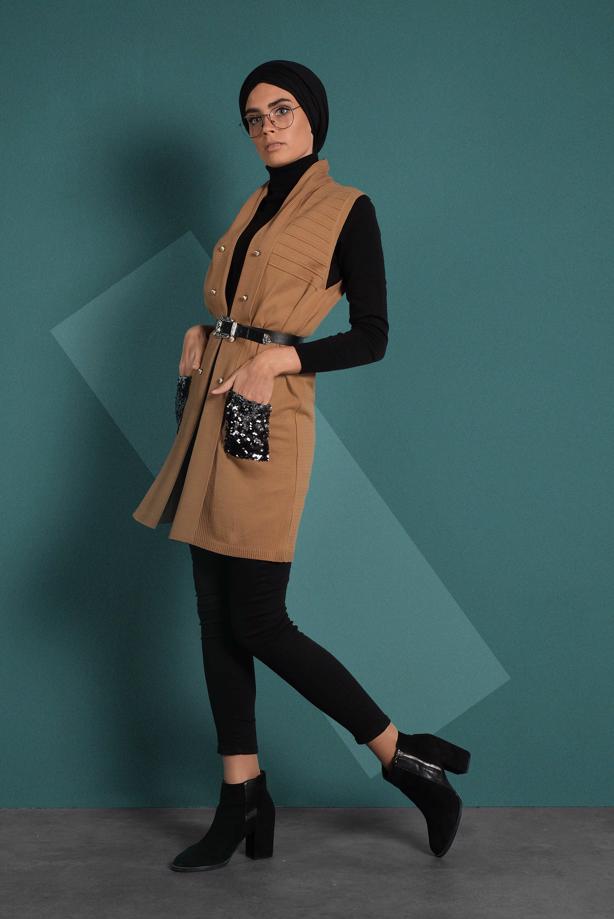 Vêtements hijab  SEQUINED KNIT VEST 06391  - TRENDTESETTÜR