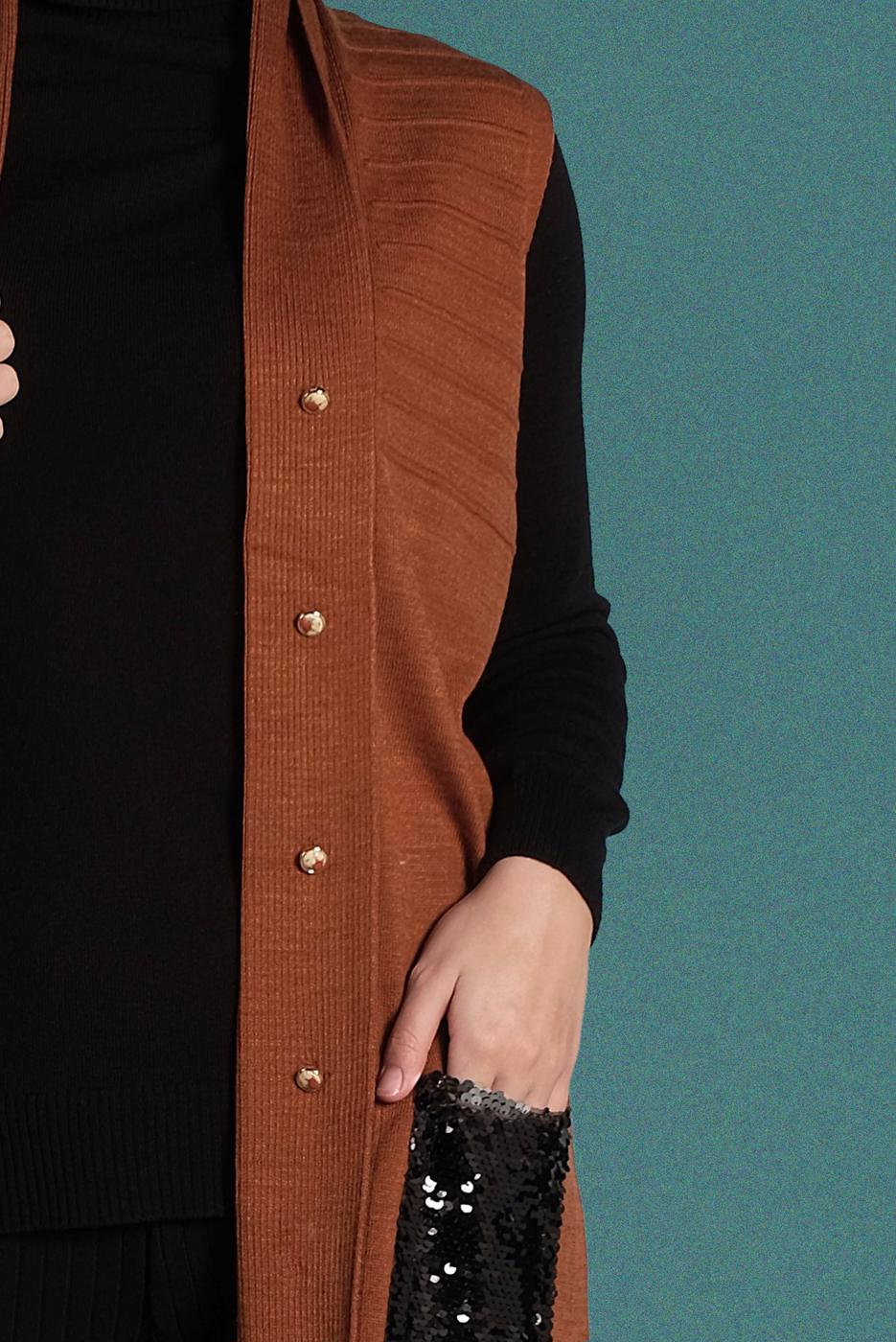 Vêtements hijab BRUN GILET À SEQUINS 06391