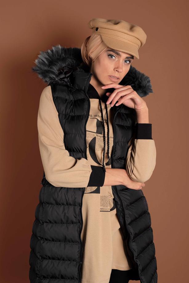 Hijab-Kleidung  KAPÜŞONLU ŞİŞME YELEK 0007 - TRENDTESETTÜR