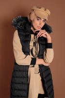 Tesettür giyim SİYAH KAPÜŞONLU ŞİŞME YELEK 0007