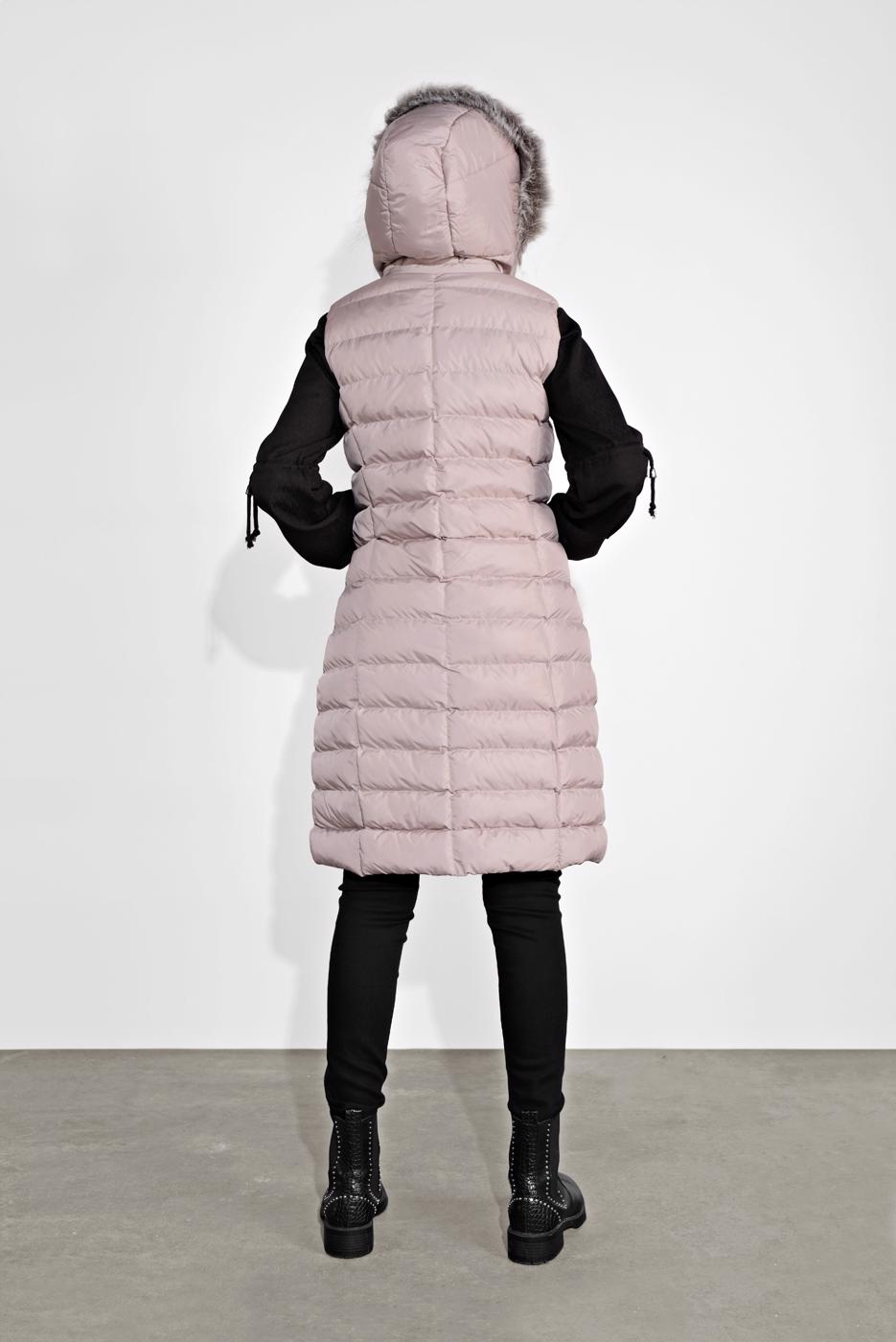 Tesettür giyim GRİ KAPÜŞONLU ŞİŞME YELEK 0007