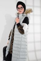 Tesettür giyim GRİ KAPÜŞONLU ŞİŞME YELEK 0007