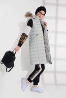 Tesettür giyim GRİ KAPÜŞONLU ŞİŞME YELEK 0007