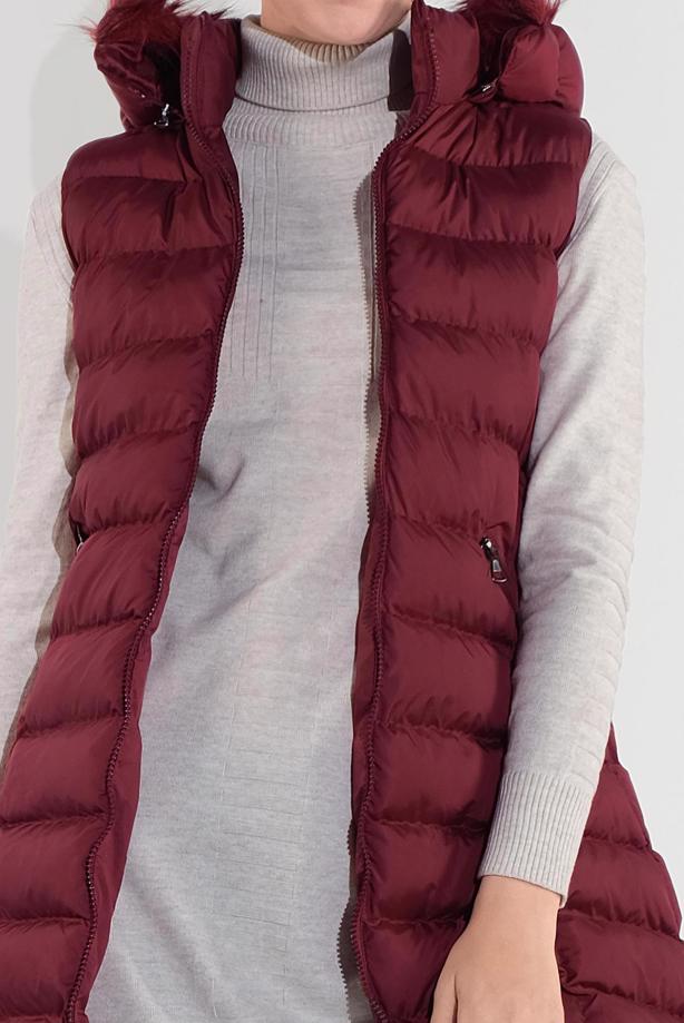 Tesettür giyim  KAPÜŞONLU ŞİŞME YELEK 0007 - TRENDTESETTÜR