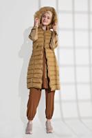 Tesettür giyim KAHVE KAPÜŞONLU ŞİŞME YELEK 0007