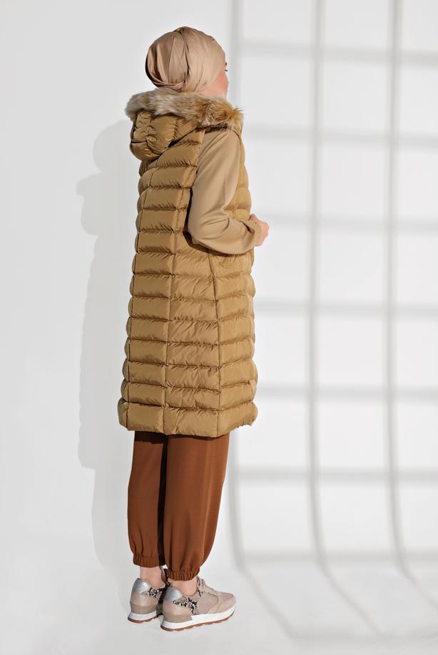 Tesettür giyim  KAPÜŞONLU ŞİŞME YELEK 0007 - TRENDTESETTÜR