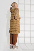 Tesettür giyim KAHVE KAPÜŞONLU ŞİŞME YELEK 0007