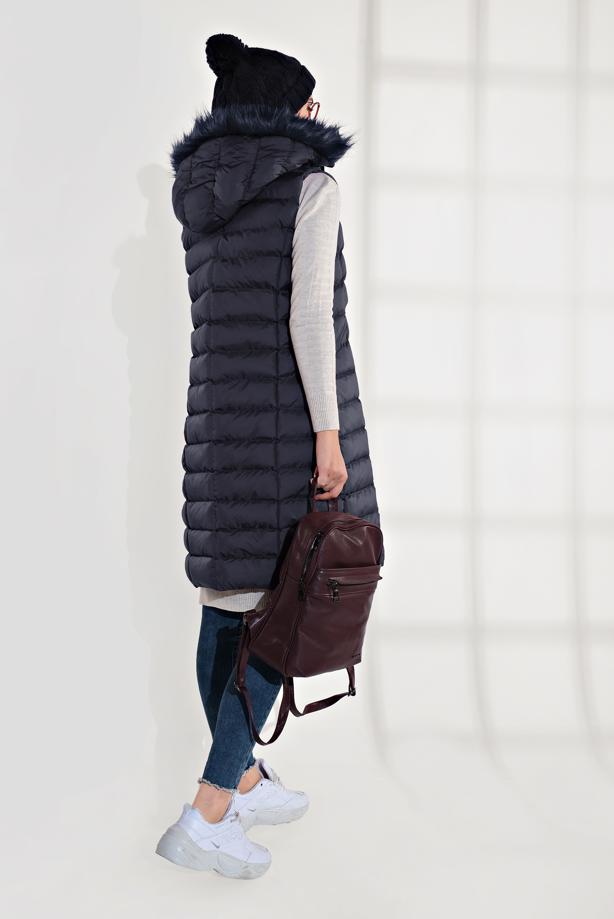 Tesettür giyim  KAPÜŞONLU ŞİŞME YELEK 0007 - TRENDTESETTÜR