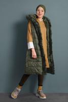 Tesettür giyim HAKİ KÜRK DETAYLI ŞİŞME YELEK 0127