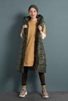 Tesettür giyim HAKİ KÜRK DETAYLI ŞİŞME YELEK 0127