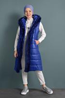 Tesettür giyim LACİVERT KÜRK DETAYLI ŞİŞME YELEK 0127