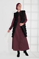 Tesettür giyim SİYAH PAMUKLU PELUŞ YELEK 1704