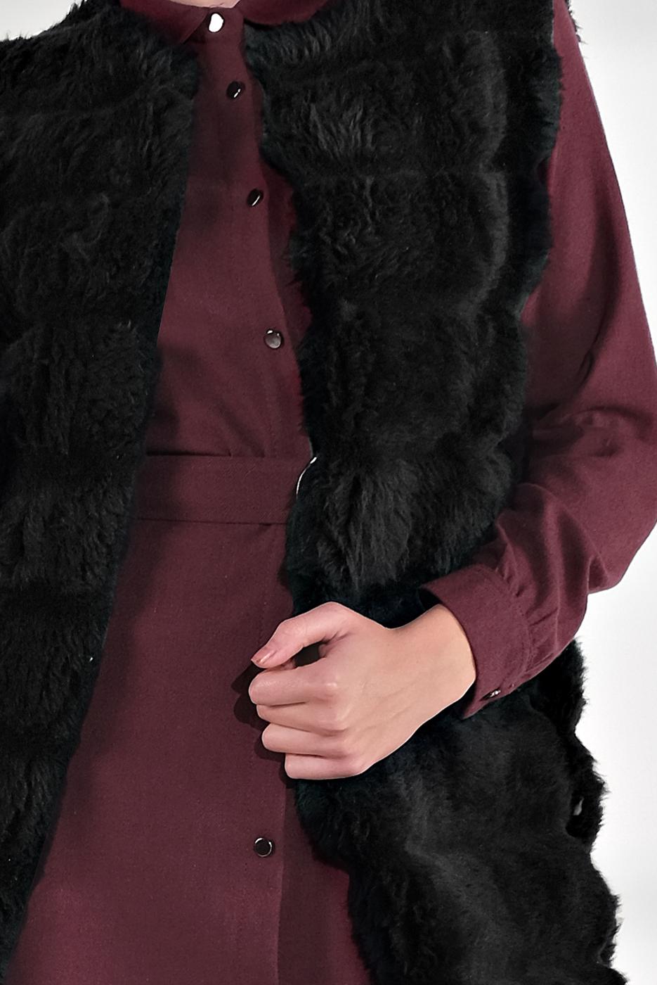 Tesettür giyim SİYAH PAMUKLU PELUŞ YELEK 1704