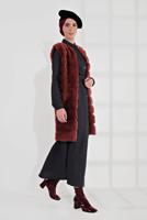 Tesettür giyim BORDO PAMUKLU PELUŞ YELEK 1704